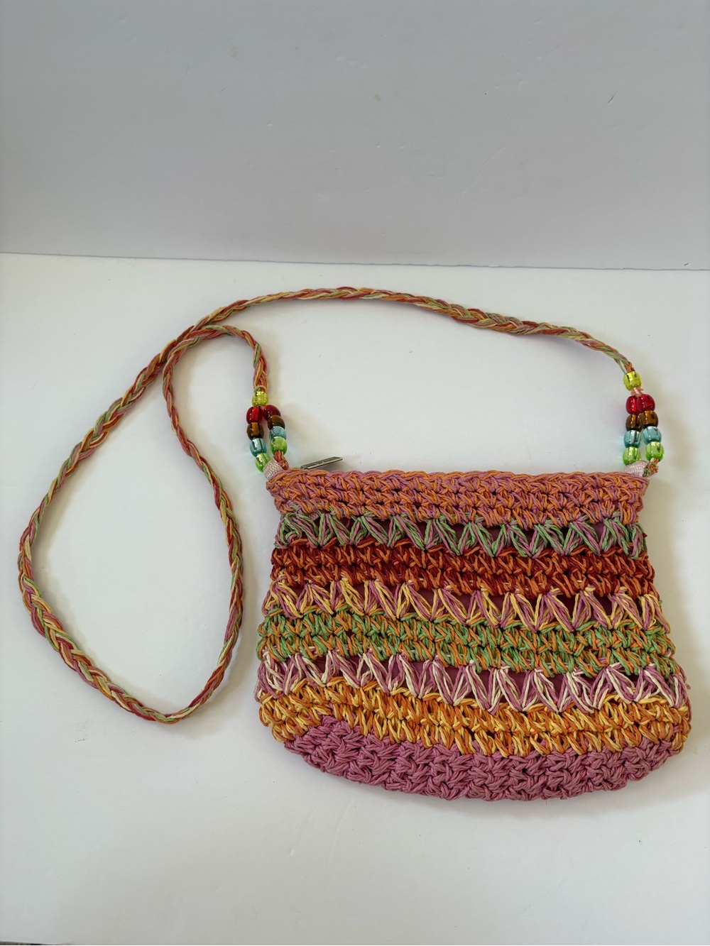 Sun N Sand Straw Woven Purse Bag Boho Hippie Beaded Fairy Festival Fair Colorful